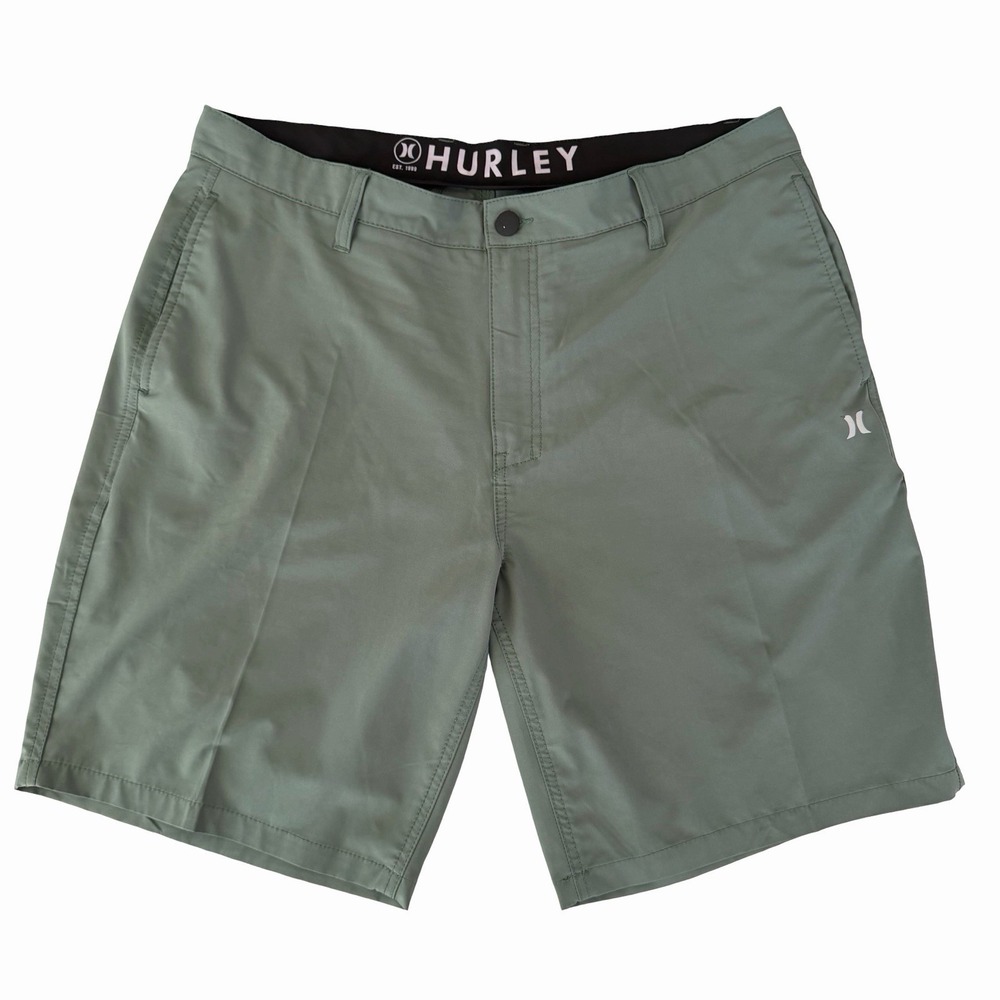 Hurley Hybrid Walking Shorts Sz 38 Swimming Quick Dry Performance Duck Green EUC